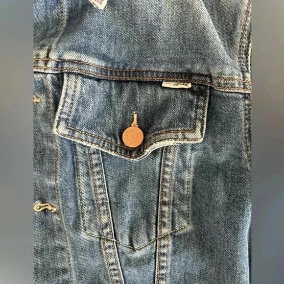 MOTHER DENIM THE BIG SHORTY DENIM JACKET IN LOVE BOMBS WOMEN'S SIZE XS - Picture 3 of 11